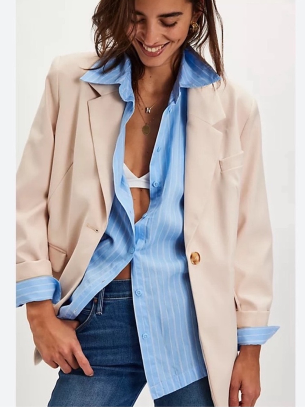 ❤️ NWOT! Free People Paper Cut Blazer in Cream